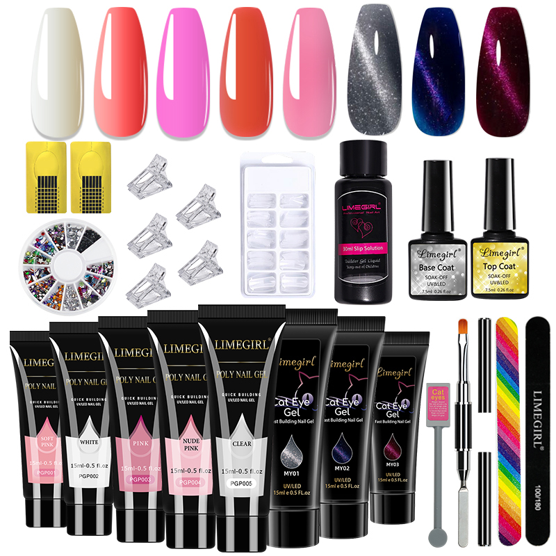 Nail Art Extension Cat Eye - ชุดทำเล็บ LIMEGIRL 15 มล. ชุดต่อเล็บเจลโพลีเจล ชุดต่อเล็บแบบตาแมว