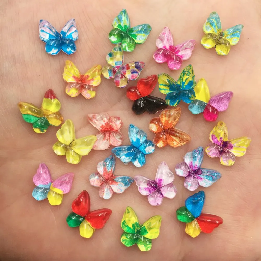 Nail Art Inspo - เรซิ่นแวววาว10มม. น่ารักๆตุ๊กตาพลอยเทียมแบบด้านหลังเรียบผีเสื้อขนาดเล็กต่างหูเพ้นท์เล็บอุปกรณ์สมุดภาพประดิษฐ์แบบ DIY