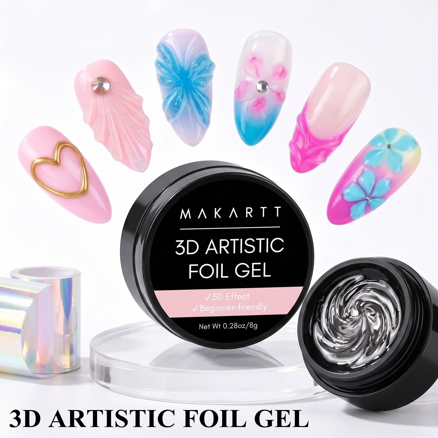 Nail Foil Transfer - มาการ์ท 3D เจลทาเล็บ 8 มล. กาวติดฟอยล์ลายเล็บ
