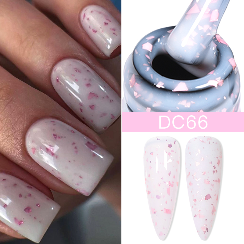 Nail Foil Transfer - Mtssii 7ml Glitter ฐานยางเจลสีชมพู Milky Gold