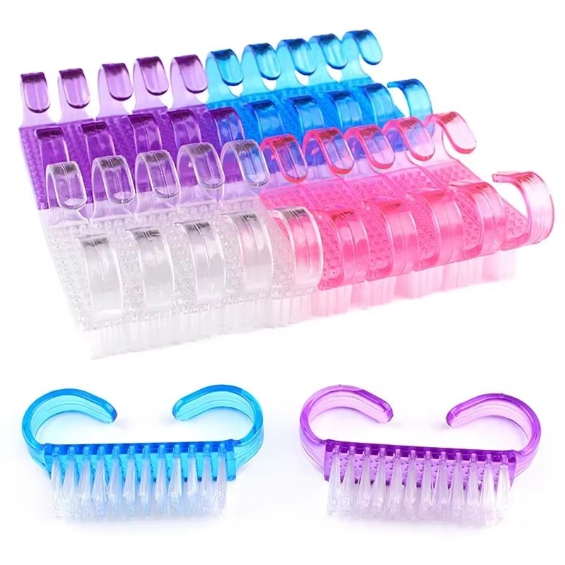 Nail Art Pink Soft - แปรงทำความสะอาดเล็บพลาสติก 5/10/15 ชิ้น สีชมพู แปรงขัดทำความสะอาดมือ แปรงกำจัดฝุ่น