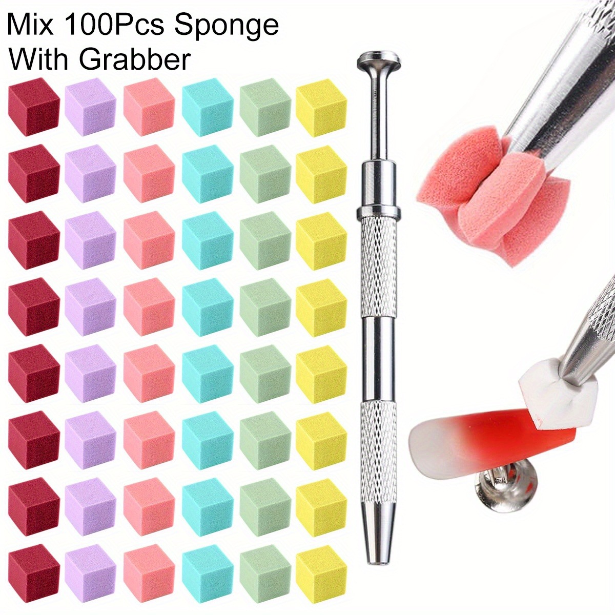 Nail Art Inspo - 1/50/100Pcs สแควร์เล็บฟองน้ําชุดแปรงเล็บเจลออกแบบเล็บฟองน้ําคว้าปากกาตกแต่งเล็บ Accessor