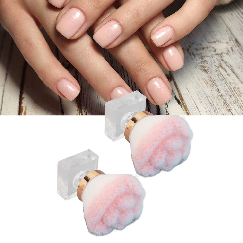 Nail Art Pink Soft - แปรงปัดฝุ่นเล็บขนนุ่มสีชมพู 2 ชิ้น ด้ามจับสบายสีชมพูโรส แปรงปัดผงสำหรับทำเล็บ แปรงปัดฝุ่นแบบนุ่ม