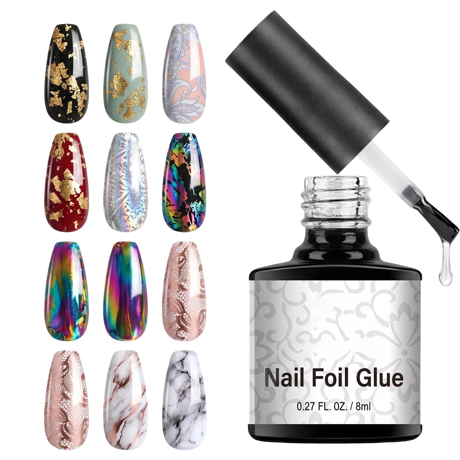 Nail Foil Transfer - กาวติดฟอยล์เล็บ 8 มล. เจลฟอยล์สำหรับตกแต่งเล็บ กาวติดสติ๊กเกอร์เล็บ กาวเจลแบบกึ่งถาวร