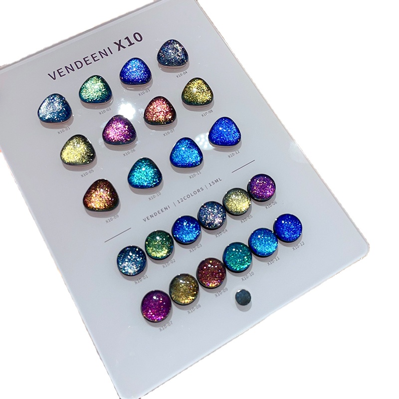 Nail Art Glitter - VENDEENI ชุดเจลทาเล็บแบบตาแมว 18 สี 12 สี