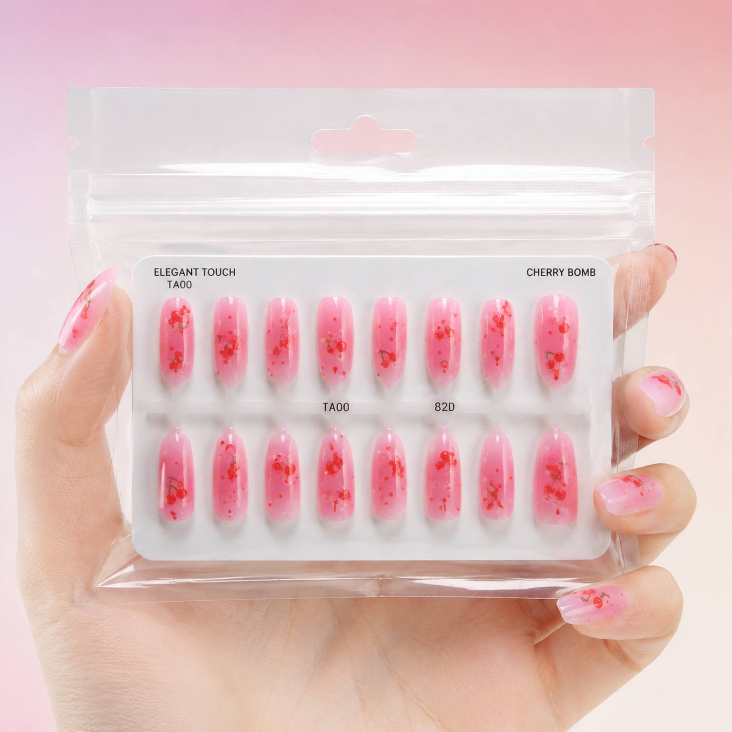 เล็บปลอมสีชมพูไล่เฉดแบบนุ่มนวล - Nail Art Pink Soft บทวิจารณ์และราคา