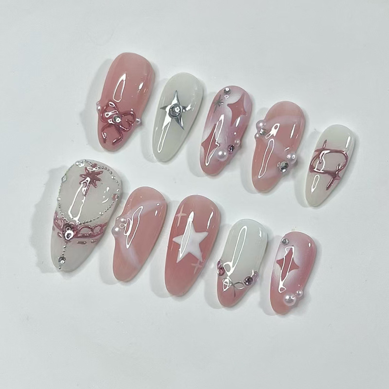 24 ชิ้นสั้นอัลมอนด์เล็บชุดเต็ม - Nail Art Inspo บทวิจารณ์และราคา
