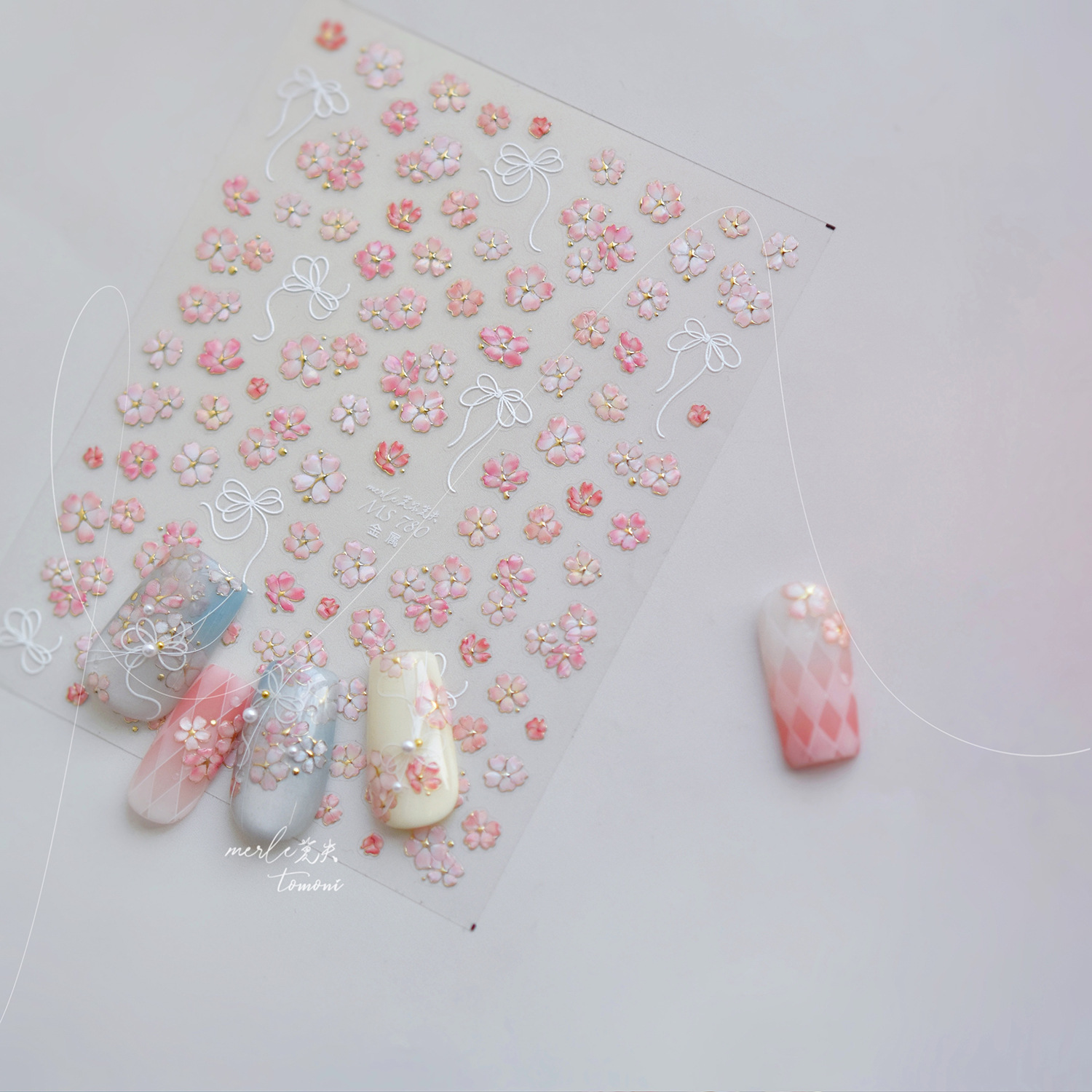 สติกเกอร์ติดเล็บลายดอกซากุระสี - Nail Art Pink Soft บทวิจารณ์และราคา