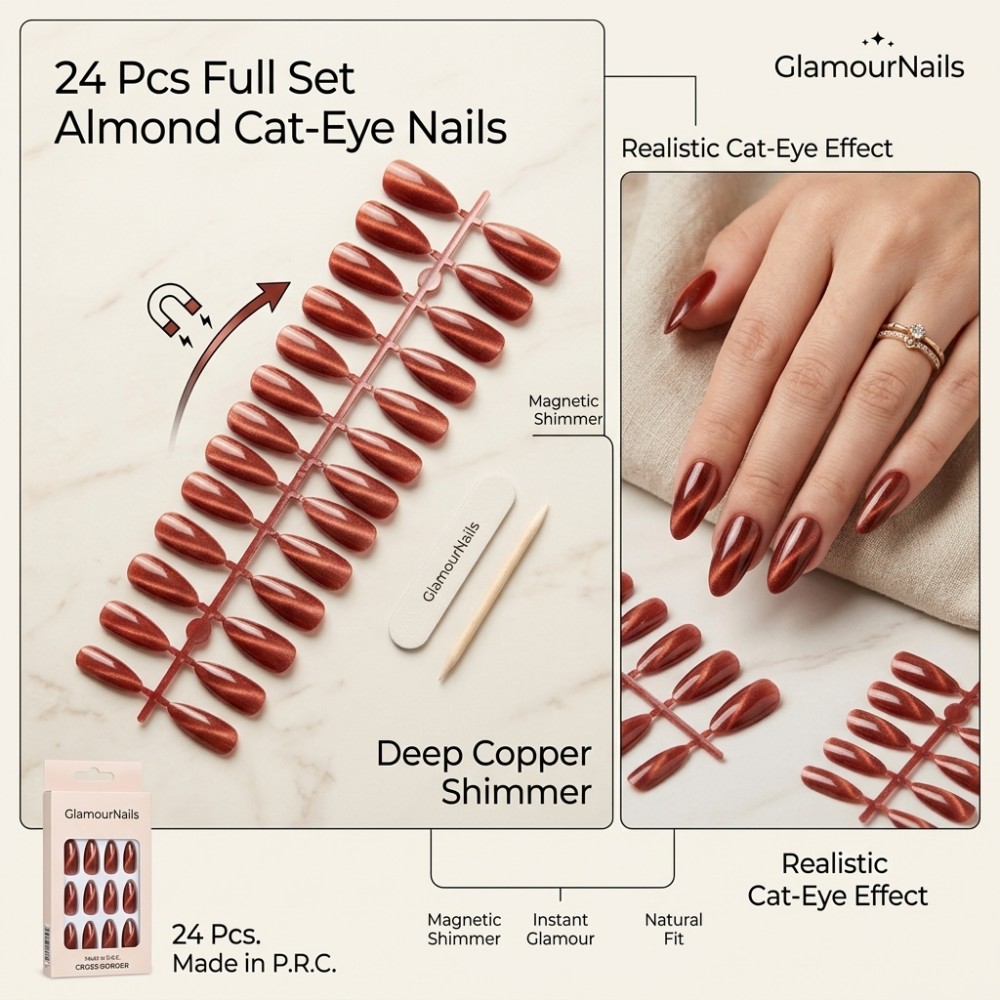 เล็บปลอมแบบกดติด 24 ชิ้น ทรงสี - Nail Art Extension Cat Eye บทวิจารณ์และราคา