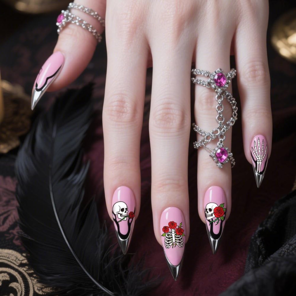 แผ่นปั๊มลายเล็บลายหัวกะโหลก 3  - Nail Art Gothic บทวิจารณ์และราคา
