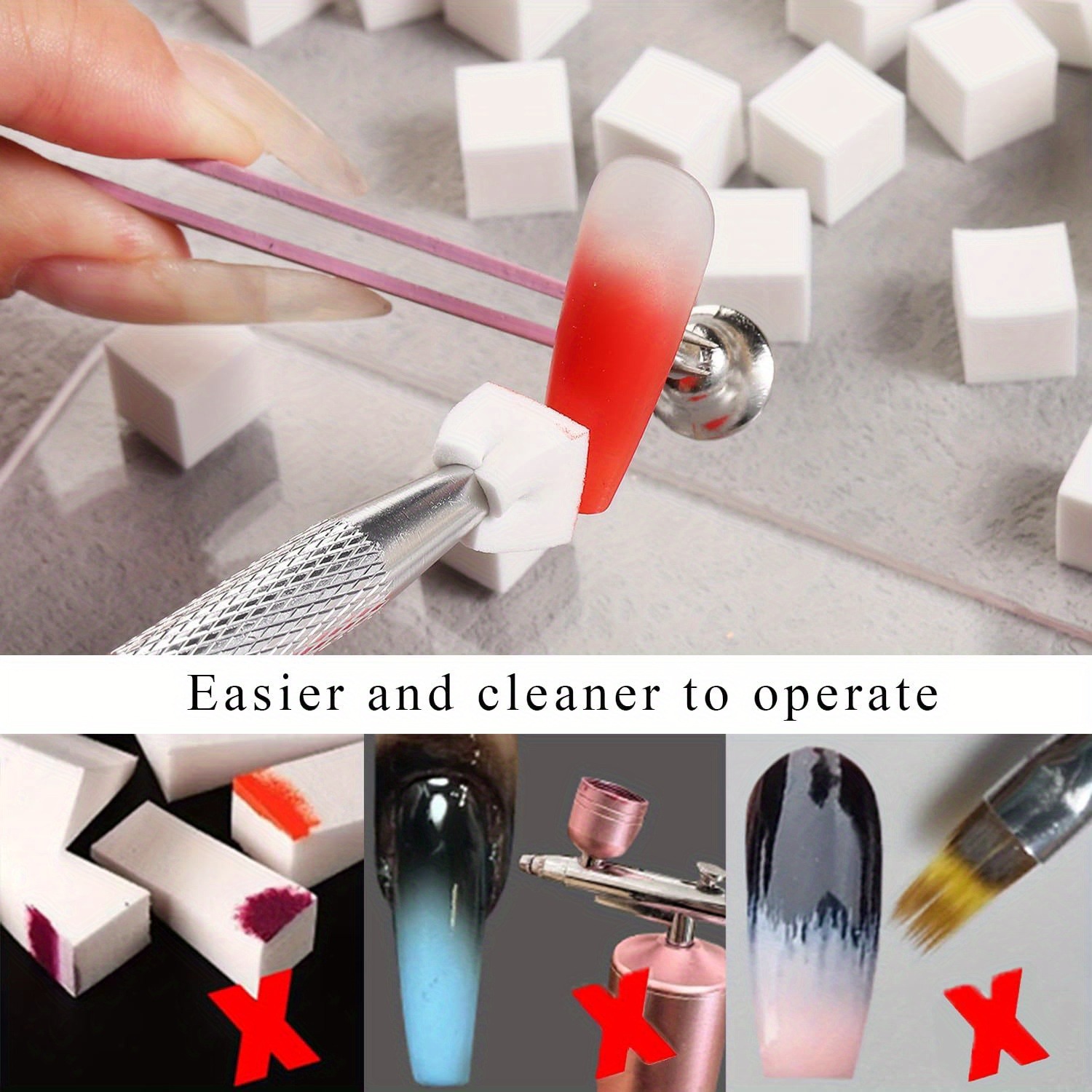 1/50/100Pcs สแควร์เล็บฟองน้ําช - Nail Art Inspo บทวิจารณ์และราคา