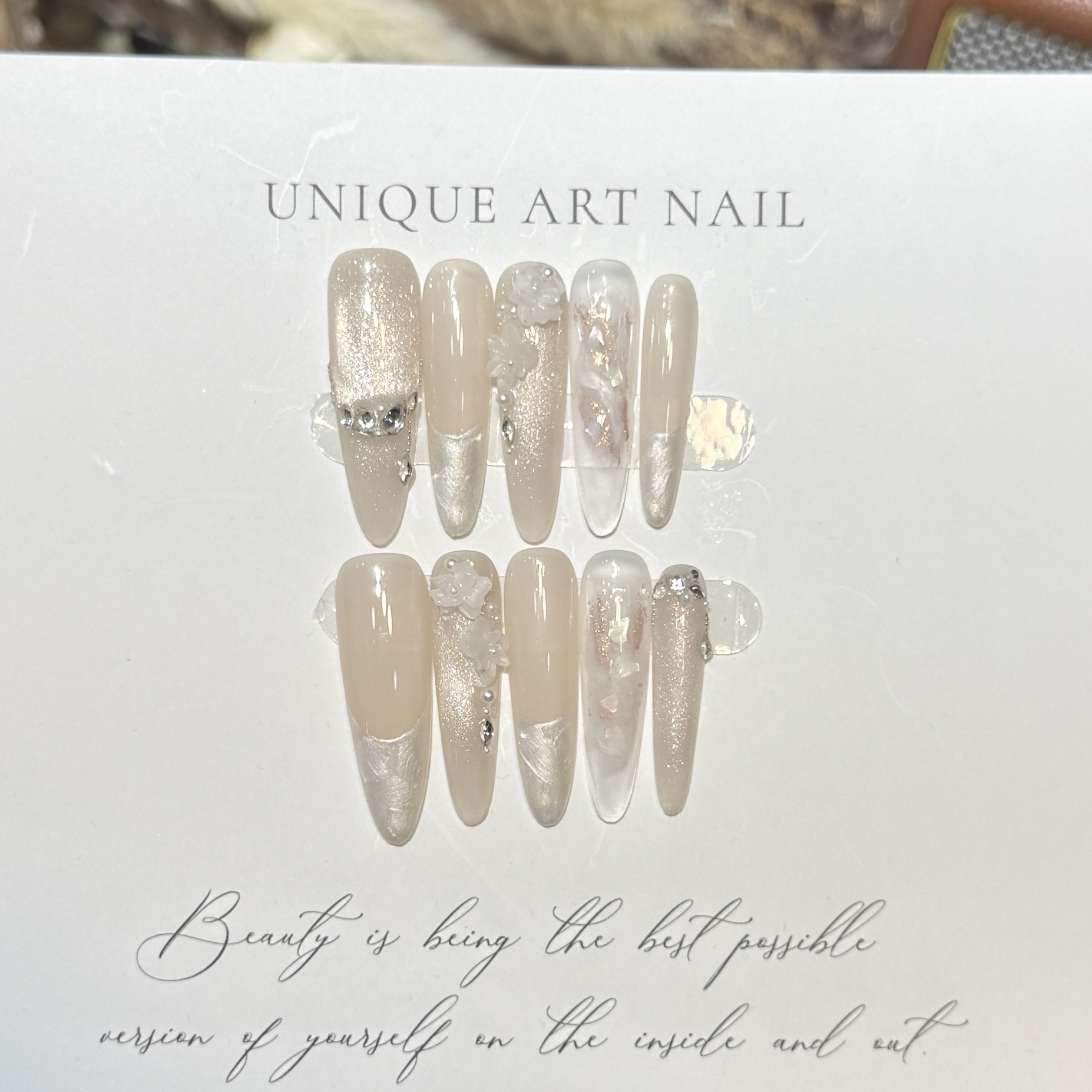 เล็บปลอมสำเร็จรูป 10 ชิ้น สีม่ - Nail Art Glitter บทวิจารณ์และราคา