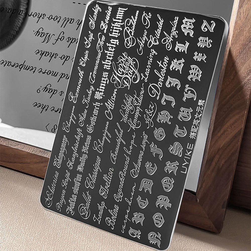 แผ่นปั๊มลายตัวอักษรโกธิคแบบตัว - Nail Art Gothic บทวิจารณ์และราคา