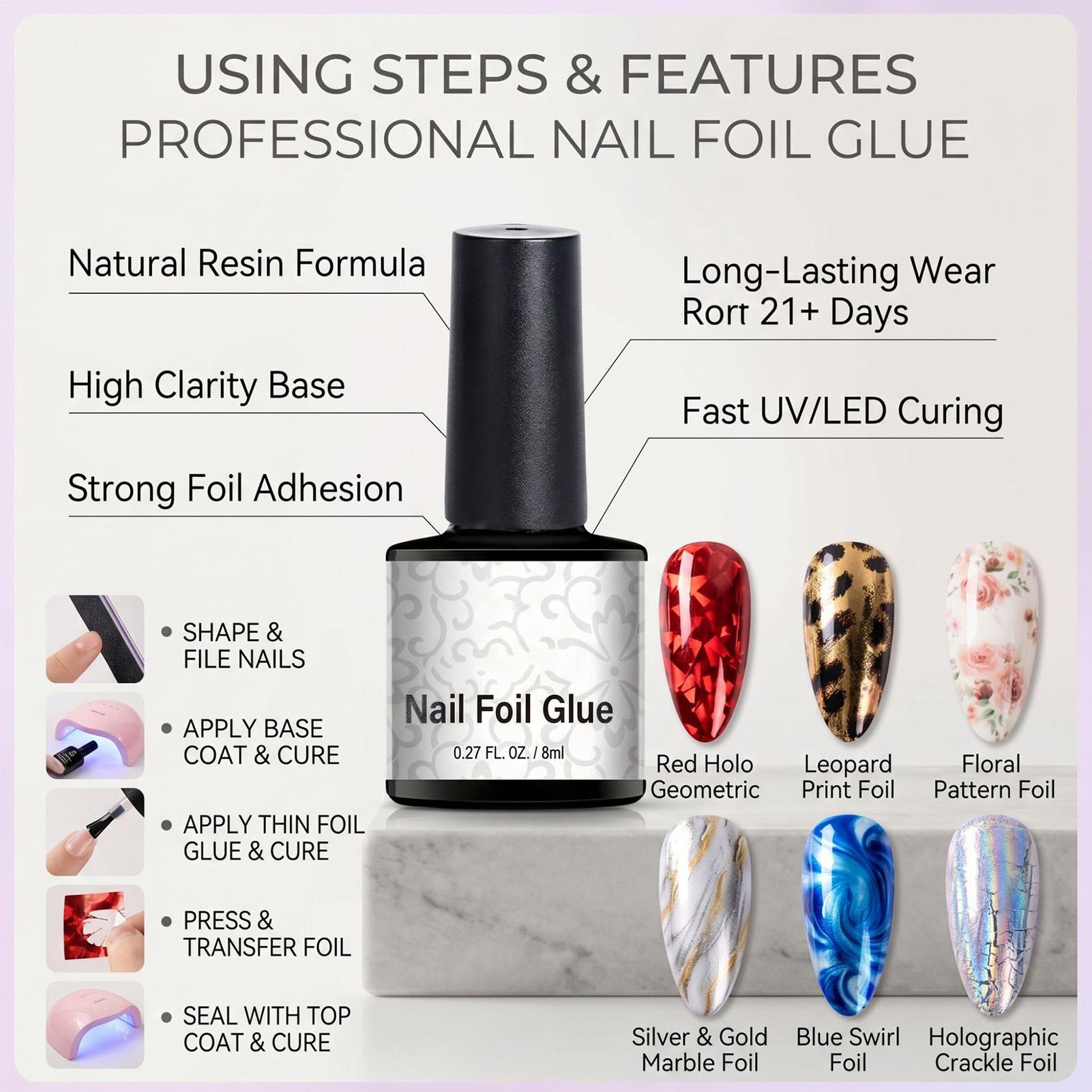 กาวติดฟอยล์เล็บ 8 มล. เจลฟอยล์ - Nail Foil Transfer บทวิจารณ์และราคา