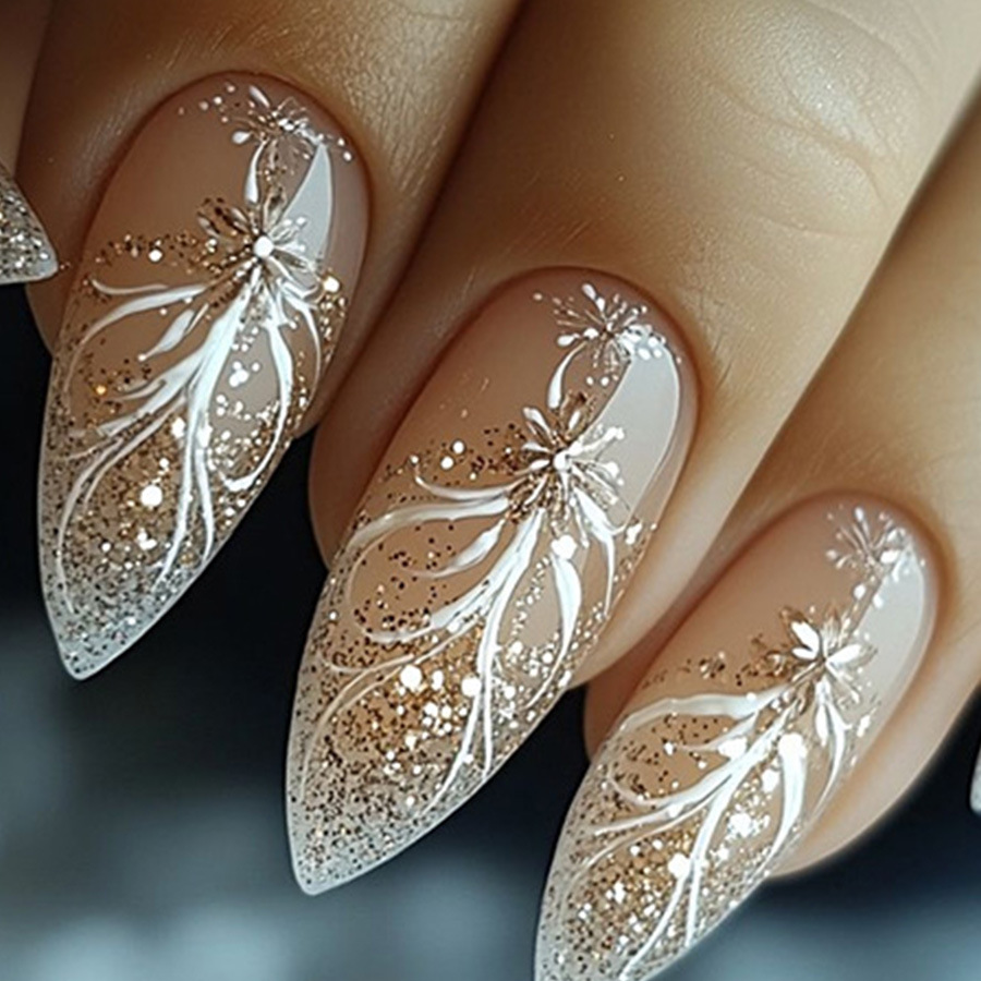 24 ชิ้น/เซ็ตสั้นขนาดกลางเล็บปล - Nail Art Glitter บทวิจารณ์และราคา