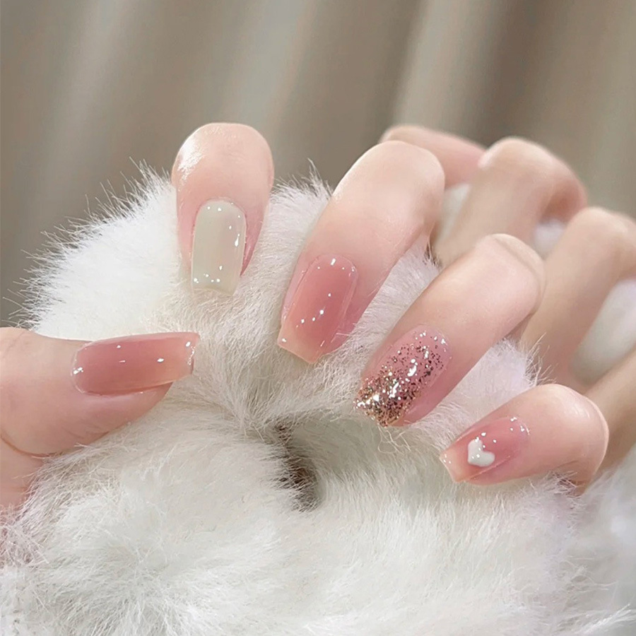 24 ชิ้น/เซ็ตสั้นขนาดกลางเล็บปล - Nail Art Glitter บทวิจารณ์และราคา