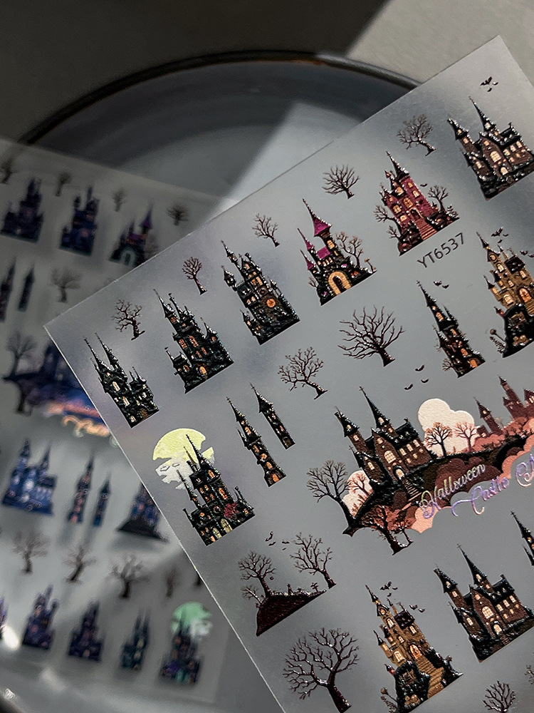 สติ๊กเกอร์ติดเล็บลายปราสาทผีสิ - Nail Art Gothic บทวิจารณ์และราคา