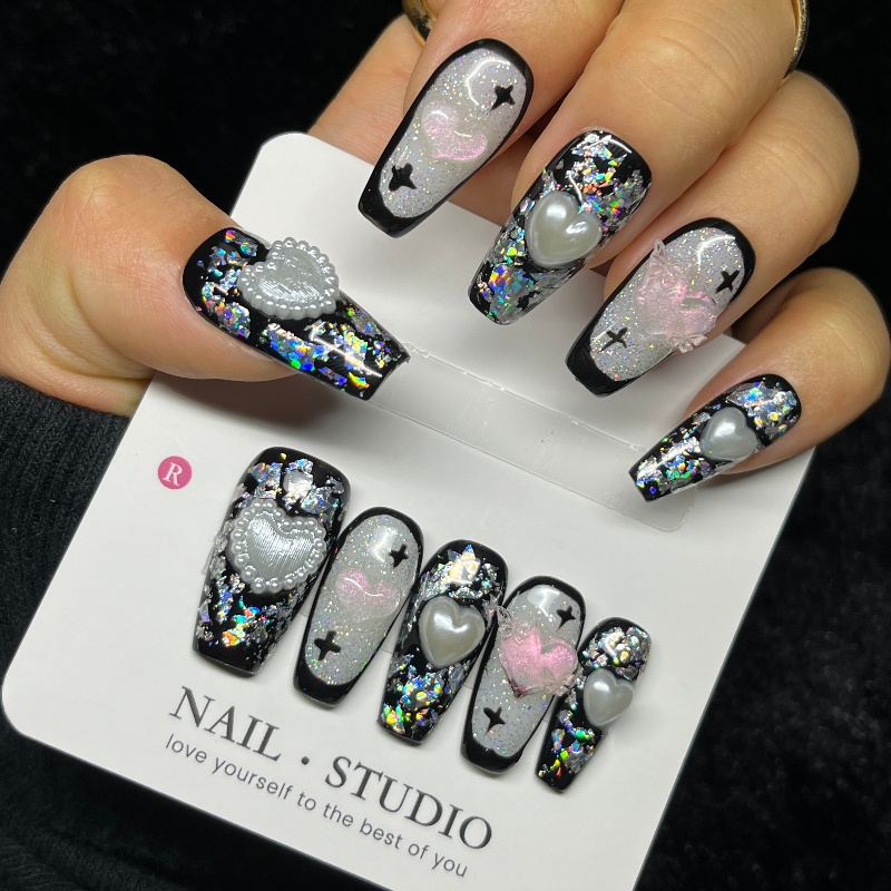 เล็บปลอมแบบกดติด 10 ชิ้น สไตล์ - Nail Art Gothic บทวิจารณ์และราคา