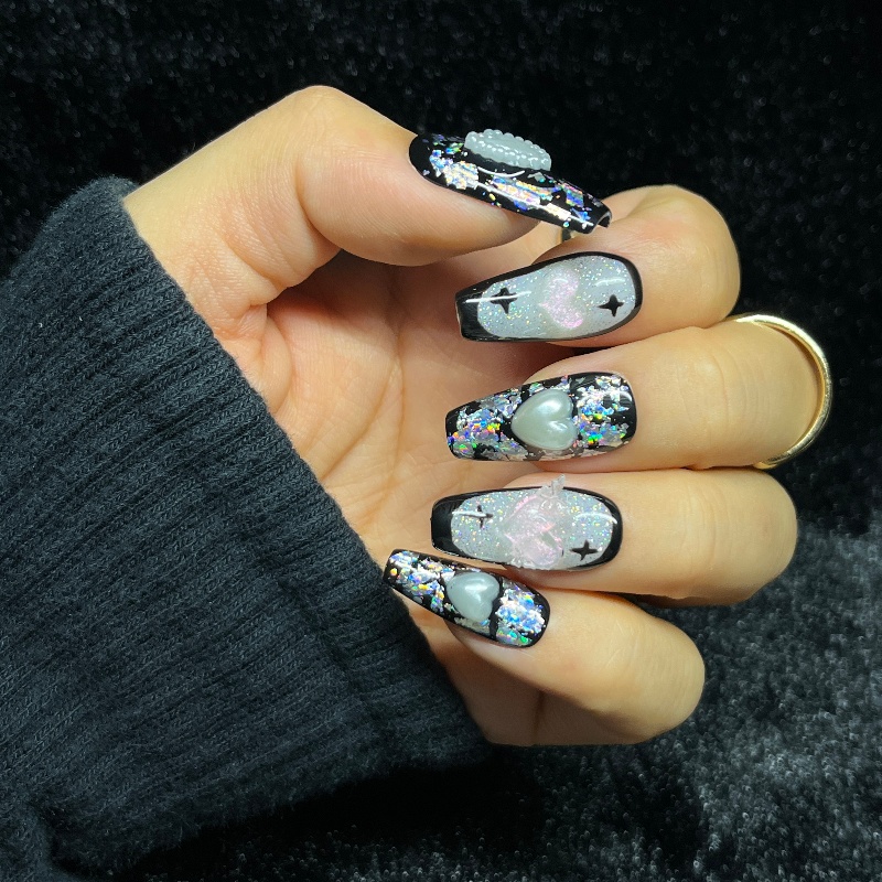เล็บปลอมแบบกดติด 10 ชิ้น สไตล์ - Nail Art Gothic บทวิจารณ์และราคา