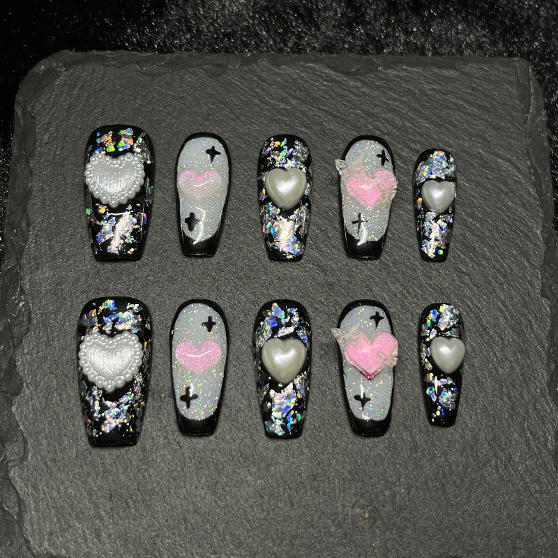 เล็บปลอมแบบกดติด 10 ชิ้น สไตล์ - Nail Art Gothic บทวิจารณ์และราคา