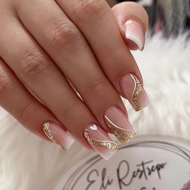 เล็บปลอมแบบสั้น-กลางสำหรับผู้ห - Nail Art Glitter บทวิจารณ์และราคา