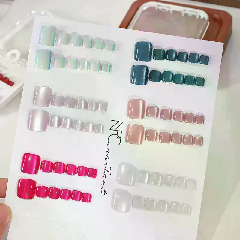เล็บปลอมแบบฝรั่งเศส 10 ชิ้น/กล - Nail Art Extension Cat Eye บทวิจารณ์และราคา