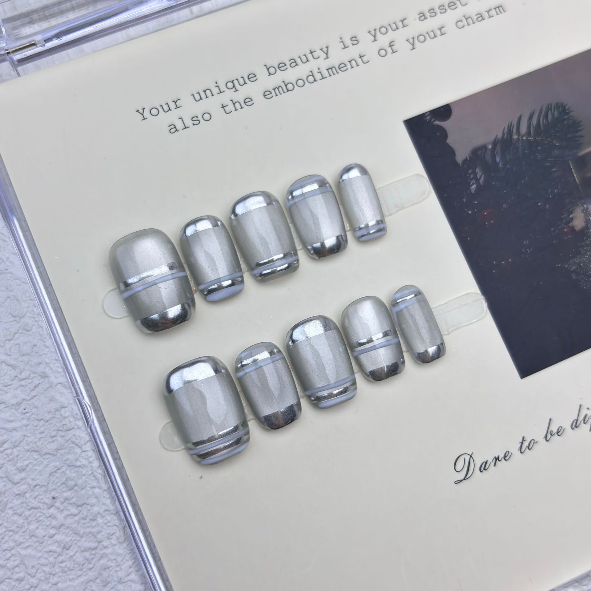 เล็บปลอมแบบกดติด 10 ชิ้น สีโคร - Nail Art Inspo บทวิจารณ์และราคา