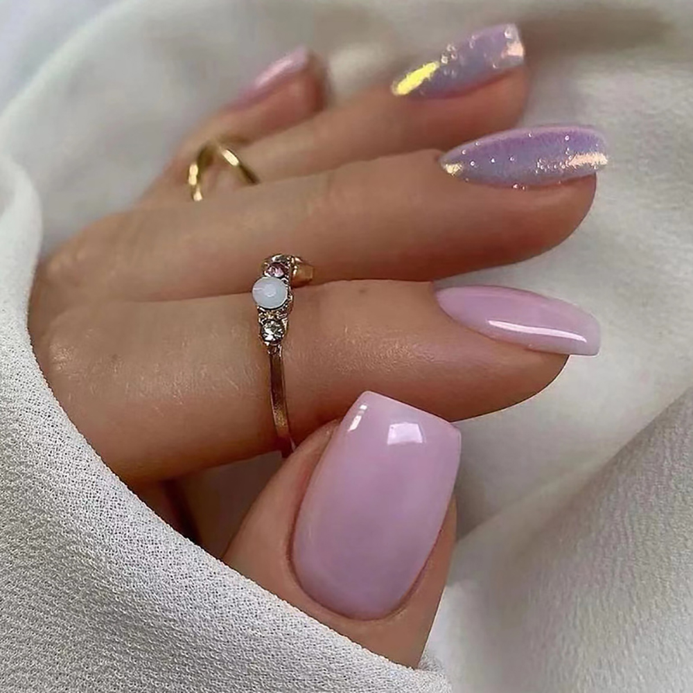 เล็บปลอมสั้นสำหรับผู้หญิงและเด - Nail Art Glitter บทวิจารณ์และราคา