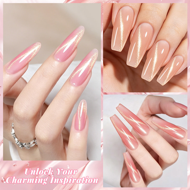 เจลต่อเล็บแม่เหล็กสีชมพูนู้ด 2 - Nail Art Extension Cat Eye บทวิจารณ์และราคา
