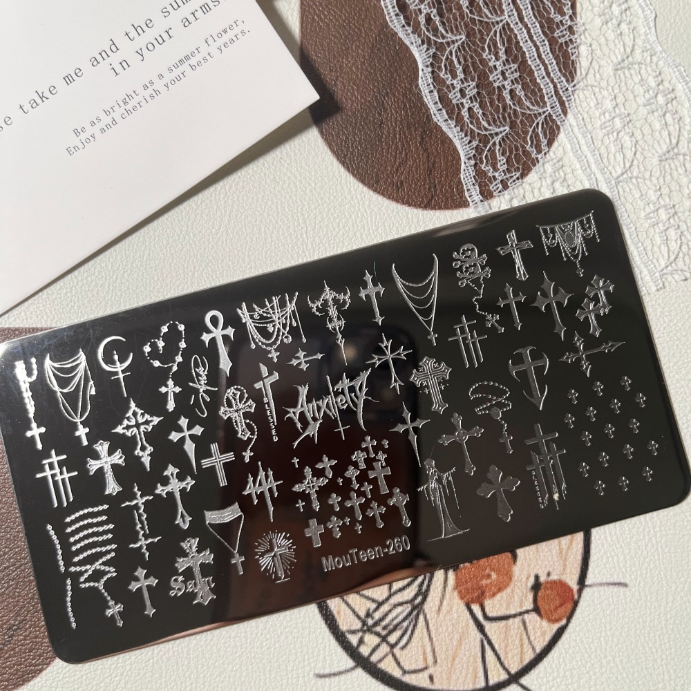 แผ่นลายเล็บลูกไม้สไตล์โกธิค Mo - Nail Art Gothic บทวิจารณ์และราคา